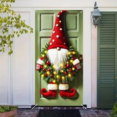 Christmas Gnome Door Banner for Holiday Front Porch Decor Santa Elf Wreath Hang