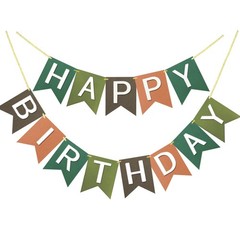 Brown Happy Birthday Banner Party Supplies Handmade Garland Decorations Tropi…