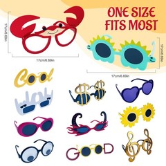 24 Funny Hats and Glasses For Photo Booth Props, 12 Assorted Crazy Party Hats…