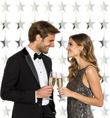 80ft Silver Star Garland 10 Strings Graduation New Years Party Decorations