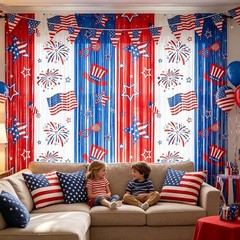 Sturdy 3.3ft x 6.6ft Patriotic Foil Fringe for Memorial Day & Independence Day