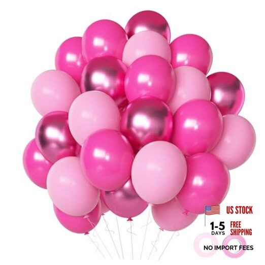 Balloons Metallic Balloon, 50Pcs 12Inch Hot Chrome Latex Balloons Light Pink