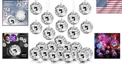 Assorted Mini Disco Balls – 20 Pcs Silver Reflective Ornaments for Celebrations