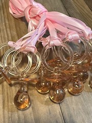 baby shower amber color pacifiers your choice of Blue or Pink ribbon 12pcs