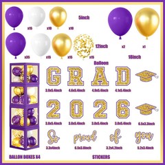 Graduation Decorations Class of 2026, Purple and Gold Graduation Decorations