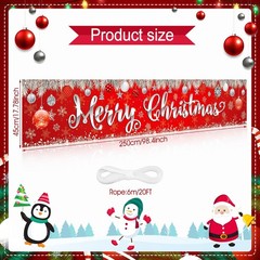 Red Merry Christmas Large Banner Decorations, Xmas Outdoor Indoor Decorations…