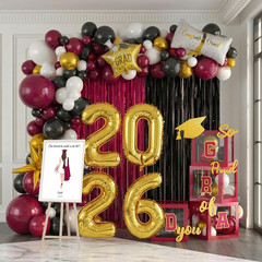 Purple Graduation Decorations 2026 Set of 4 GRAD Balloon Boxes with Balloon Arch