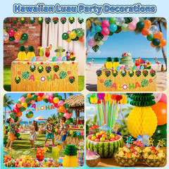 200 Pcs Aloha Luau Party Decorations Set, Hawaiian Tropical Summer Beach Party S