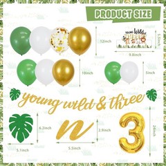 Young Wild and Three Birthday Decorations for Boys Girls, 157 Pcs Jungle Safa…