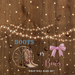 Cowboy Boots and Bows Gender Reveal Tablecloth Set, 3 Disposable Covers