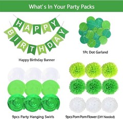 Happy Birthday Decorations Pack of 20, Pom Pom Tissue Swirl Garland Banner