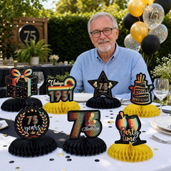 Vintage 75Th Birthday Decorations – 9 Pcs Happy Cheers to 75 Year Old Party Pape