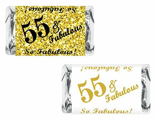 55 & Fabulous Miniatures Candy Bar Wrapper, (Set of 60) Mini Candy Bar Stickers