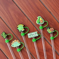 Bulk 10mm Colorful Straw Covers, 50pcs Lot of Cute Different Straw Toppers, D…