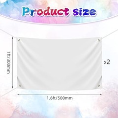 2 Pcs Blank DIY Banners Polyester Oxford Cloth White Banner with 1.6x1ft