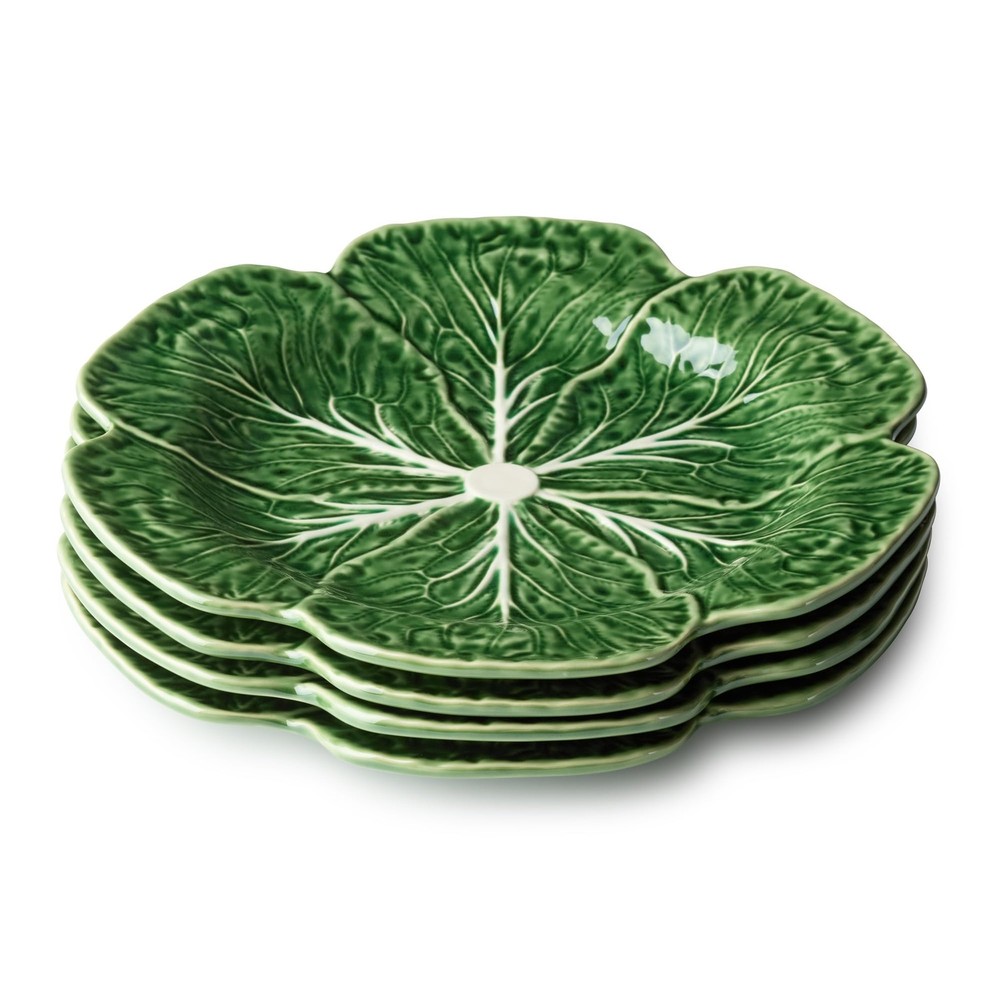 Le Jardin Cabbage 3D DINNER PLATES, SET OF FOUR -11″ Sculpted Large, Green