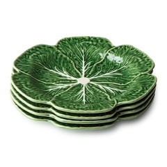 Le Jardin Cabbage 3D DINNER PLATES, SET OF FOUR -11″ Sculpted Large, Green