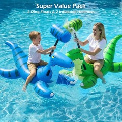 Pool Games Toys Floats -2Pack Inflatable Dinosaur Pool Floats with Blow Up To…