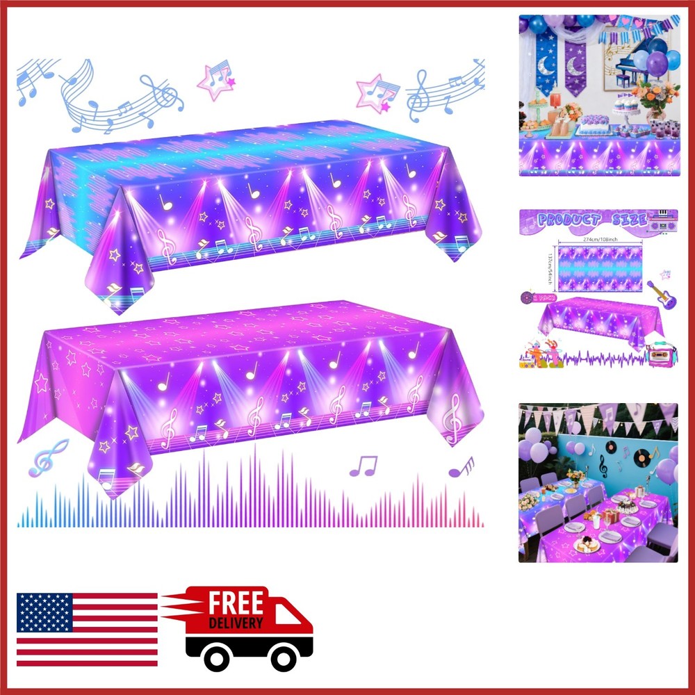 Magical Music Themed Table Covers 54×108 Inch for Birthday Party Supplies