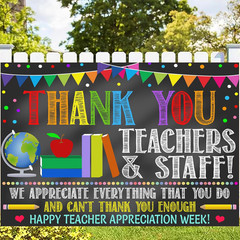 Thank You Teachers Teacher Appreciation Week Backdrop Banner Decorations, Teache