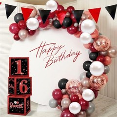 3 Pcs Happy 16th Decorations Red Black Balloon for Boys Girls Sweet 16 Party …