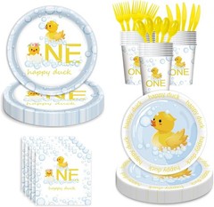One Happy Duck Birthday Disposable Tableware – (Plates, Napkins, Utensils)
