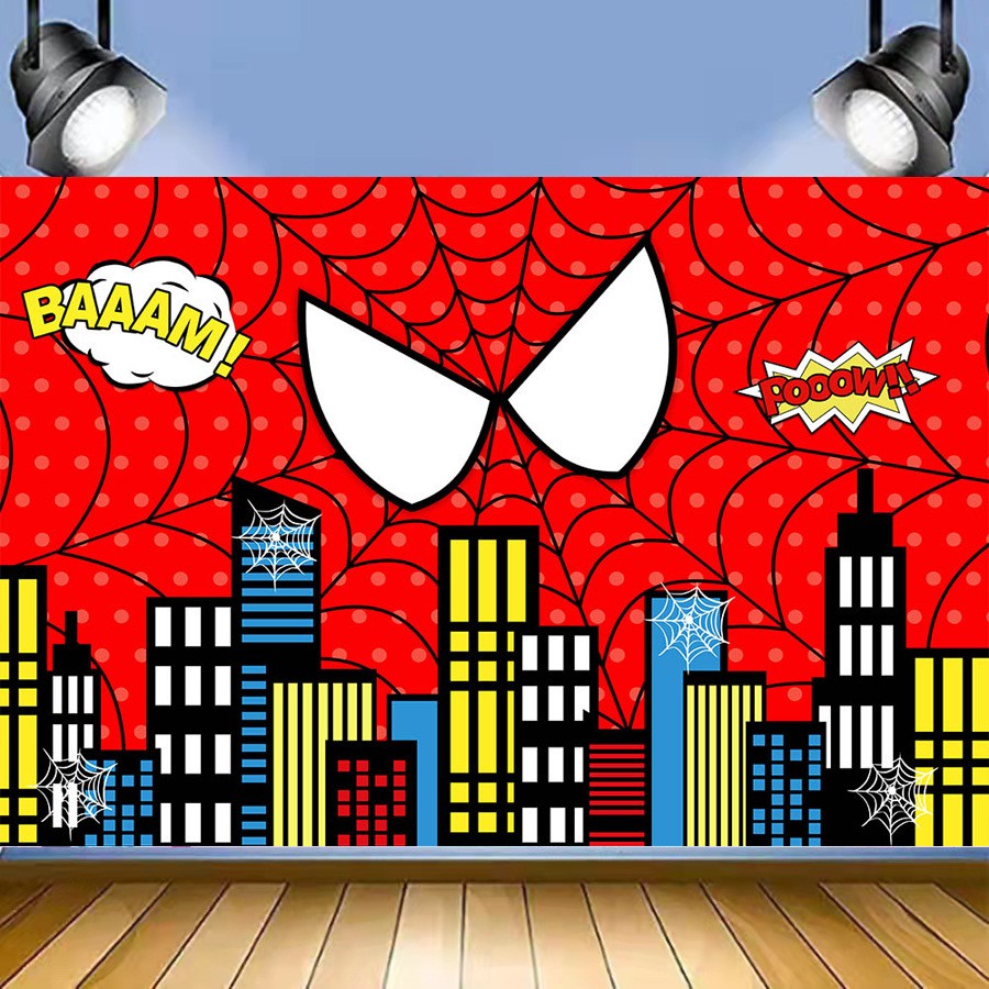 Popular Spider-Man Theme Backdrop Birthday Party Decorations Background Banner