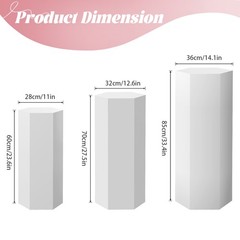 3PCS Fluted Cylinder Pedestal Stands Metal Cake Display Pillar Wedding Birthday