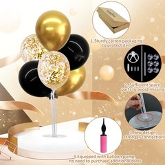 4 Set Balloon Centerpieces for Table,Balloon Stand Kit for Party Black Gold