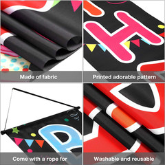Happy Birthday Banner Colorful Polyester Indoor Outdoor Party Decor 11.81X70.87″