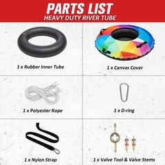 River Tube, 48» Heavy Duty Rubber River Float Tube with Commercial Grade Inn…