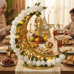 Eid Mubarak Moon Light Decor – 27.5″ LED Lanterns & Wreaths for Ramadan, Islamic