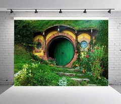 7x5ft Fabric Hobbiton Cave Backdrop Matamata Rural Green Garden Living Cabin