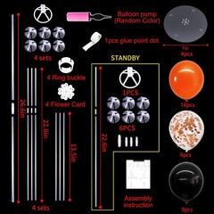 4 Set Balloons Black Orange Confetti Balloon Stand Centerpiece Table Decorati…