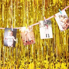 2m/3m Gold Silver Metallic Foil Tinsel Fringe Curtain Party Photo Background 1pc