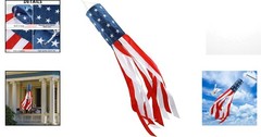 Densely Embroidered 40” American Flag Windsock for Independence Day Celebration