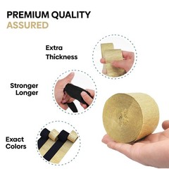 Captain Décor 4 Crepe Paper Streamers Rolls, 328ft Pack of 4 Gold and Black S…