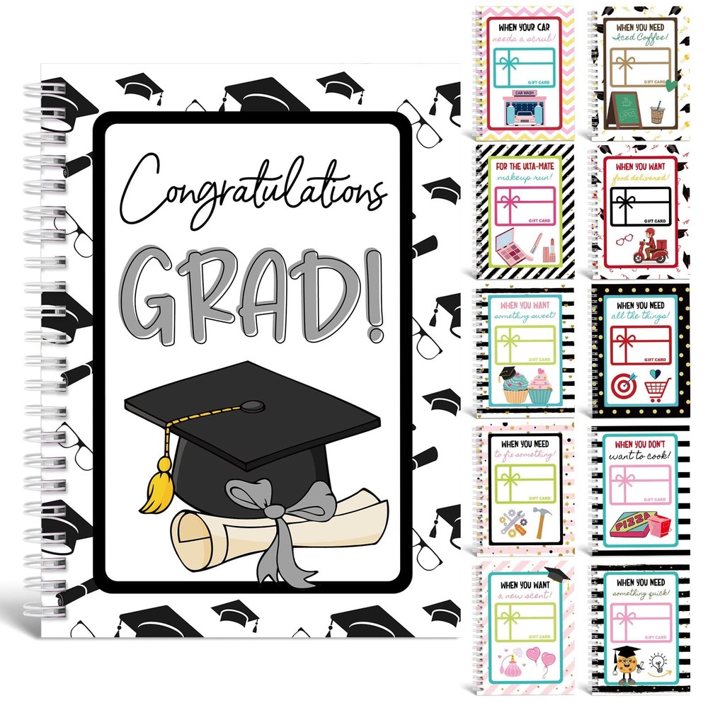 Graduation Gift Card Book College Survival Album for 2026 Grads Black