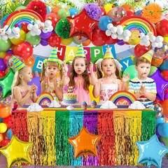 Rainbow Birthday Decorations, 104Pcs Colorful Birthday Party Decorations for …