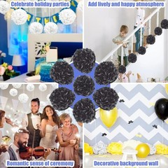 12Pcs Tissue Paper Pompoms 10in+12in Paper Pom Poms Flowers Fluffy Paper Flow…