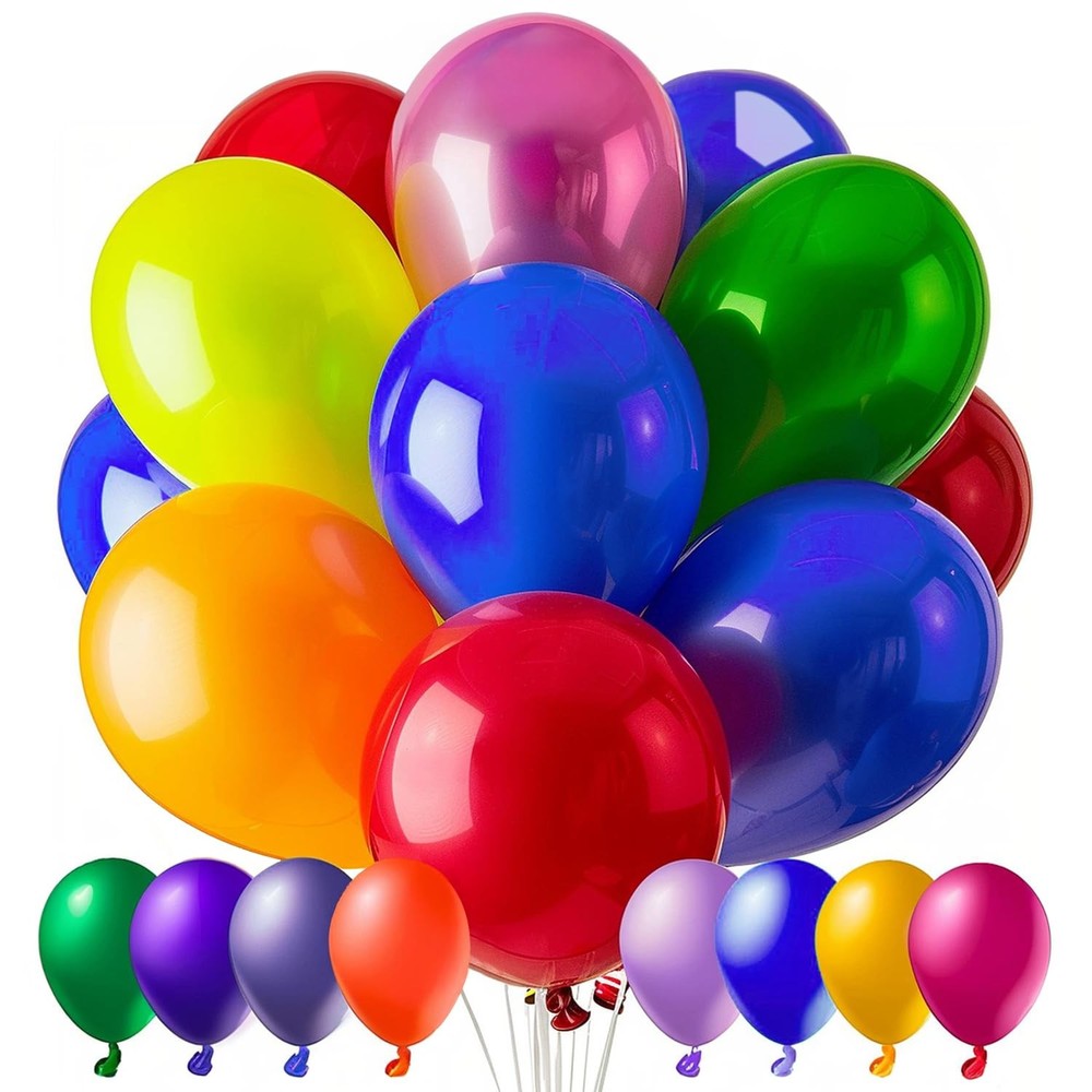 100 PCS 12â€ Latex Balloons Assorted Colors for Birthday, Baby Shower & Party