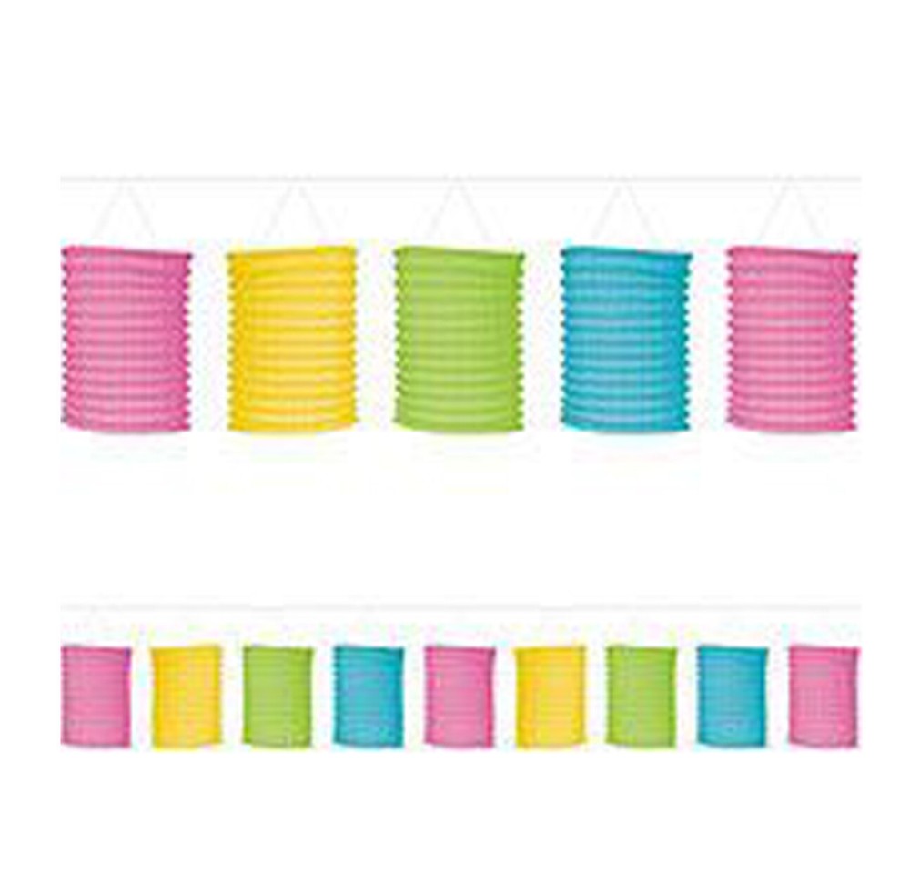 Multi Colored Paper Lantern Garland Party Hanging Decorations ~ 12ft Long