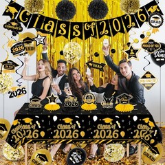 Graduation Decorations 2026 Black and Gold Class of 2026