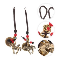 2Pcs Sturdy Brass Lunar New Year Horse Keychains Decorative Lucky Charm for Keys