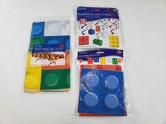 Building Blocks Party Decorations Set Multicolor Tablecover, Banner, And Whirls