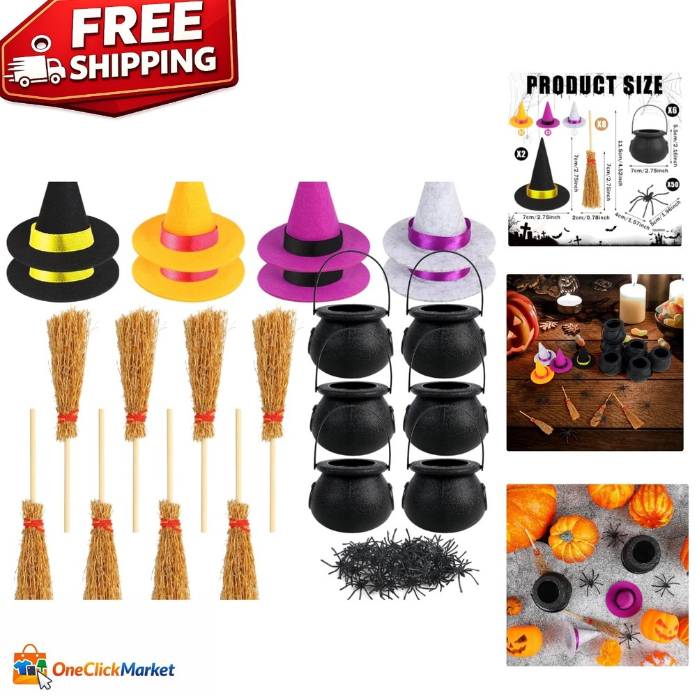Enchanting 72-Piece Witch Party Kit: Cauldrons, Hats & Spiders for Halloween