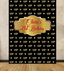 Any Name VIP Birthday Backdrop Scene Setter Photo Backdrop Large Print Graphic