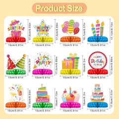 12 Pcs Birthday Table Decorations Colorful Birthday Centerpieces for Tables Happ