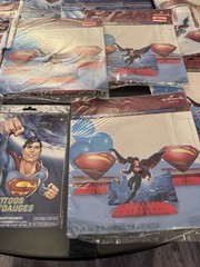 220 Pcs Superman Birthday Party Supplies Decoration Plates Napkins Table Cover
