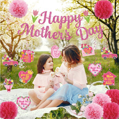 Mother Day Party Decorations, 41Pcs Mothers Day Decorations for Office Include H